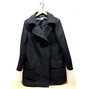 Gap Maternity Double Breasted Wool‎ Blend Peacoat Black Size Medium